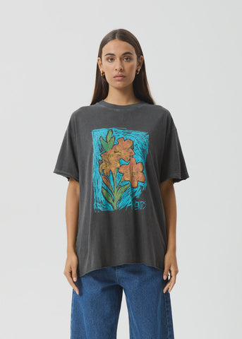 Afends Still Life Hemp Oversized Tee Stone Black