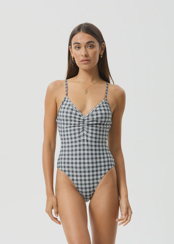 Afends Asher Recycled Check One Piece - Black