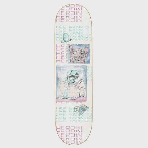 Heroin Skateboards Lee Yankou Die Tonight Skateboard Deck White 8.25''