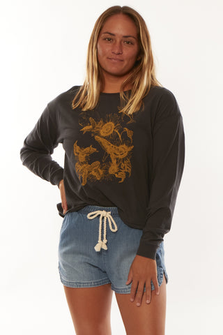 Moonflower Long Sleeve Knit Tee